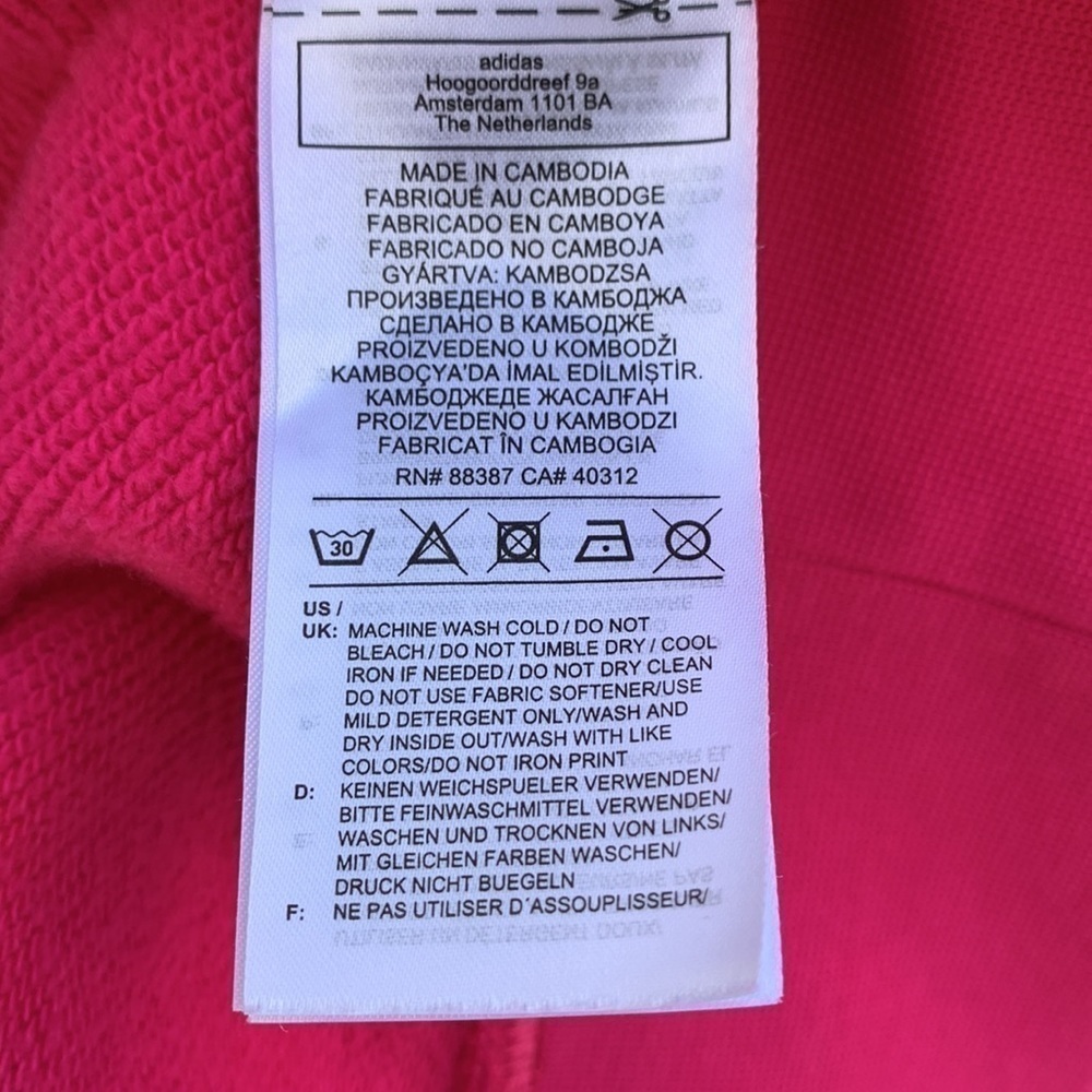 Nwot Adidas Bellista Oversized Sweatshirt W/ Tie Cuffs - Hot Pink - Picture 13 of 15